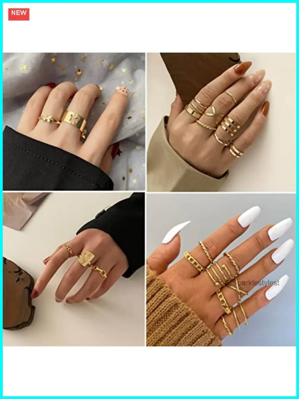 60 Pc Gold Plated Stacking Rings Set Vintage Knuckle Midi